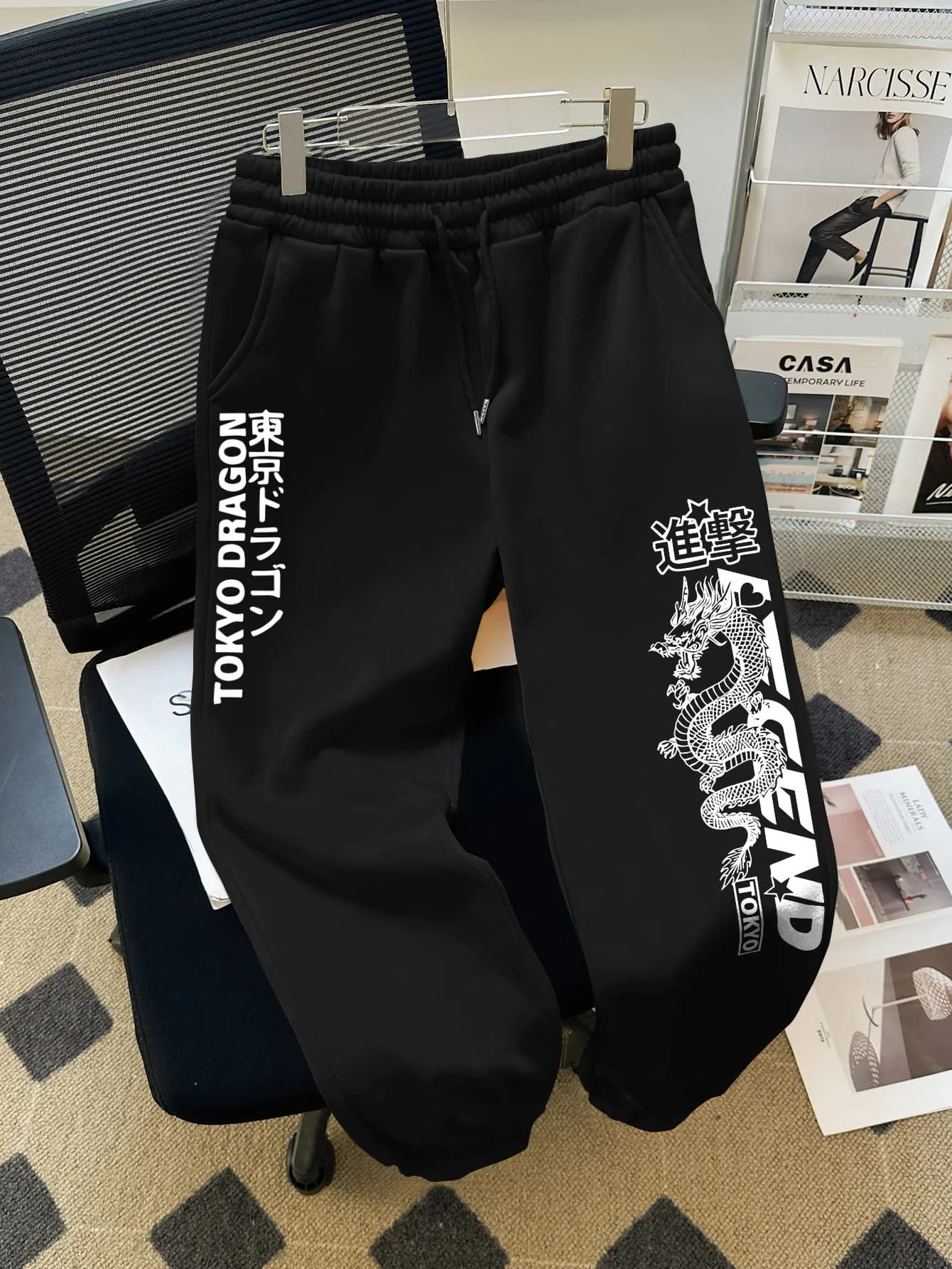 Dragon Tokyo Character Print New Harajuku Versatile Daily Outdoor Running Fitness Breathable Casual Comfortable Men Sports Pants