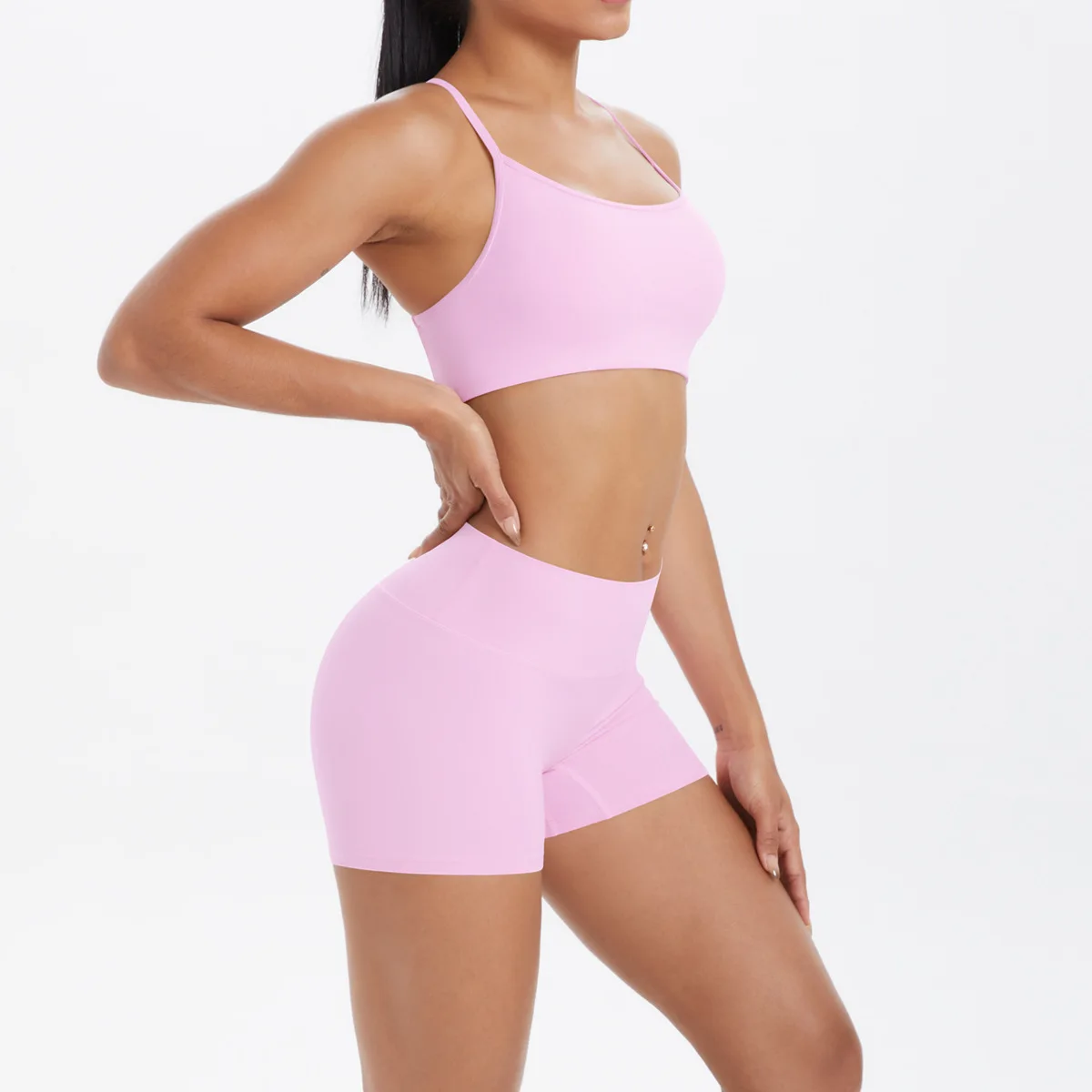 workout clothes for women 2 piece female clothing Beautiful back sports bra casual running fitness hip lifting yoga shorts MIML
